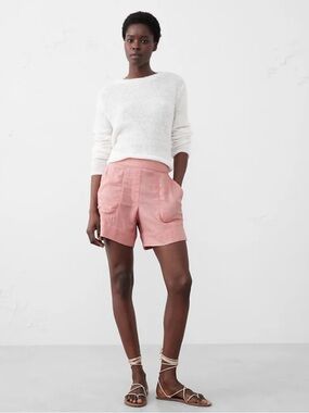 NWT Banana Republic Linen Blend High Rise Pull On Short Pink Sz S